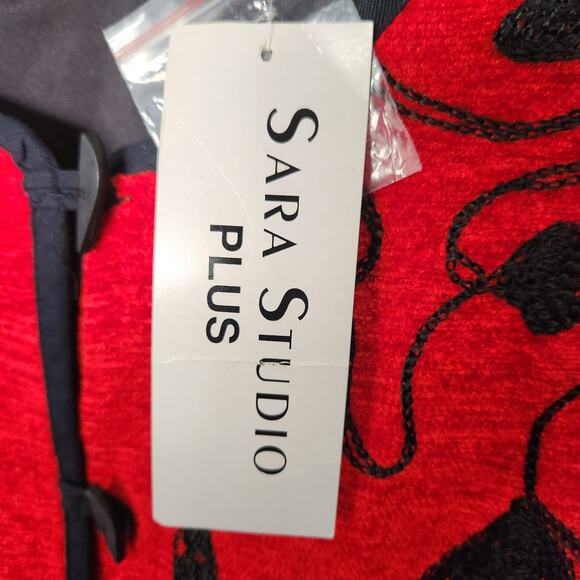 SaraStudio Plus Red Embroidered Abstract Animal JacketVintage NWT 3XL - Picture 9 of 12